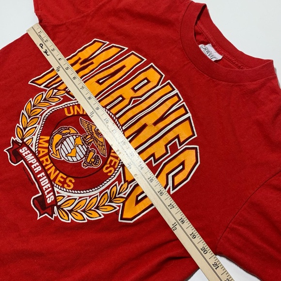United States Marines Vintage 90’s Marines Red T Shirt Mens Size L Single Stitch - Picture 5 of 6